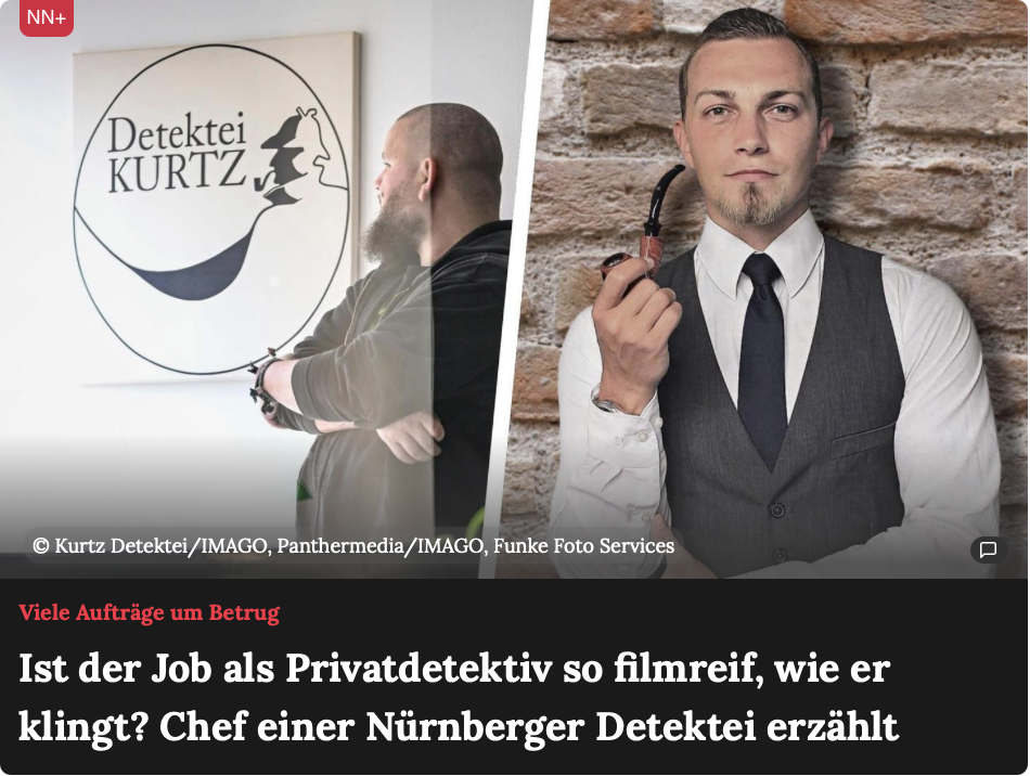 Screenshot des NN-Artikels; Detektei Nürnberg, Detektiv Nürnberg, Privatdetektiv Nürnberg, Privatermittler Nürnberg